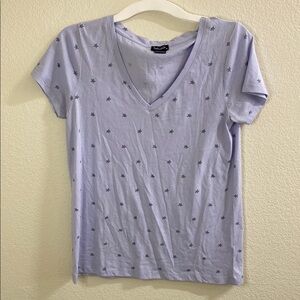 Splendid Lavender Star Print V-Neck Tee